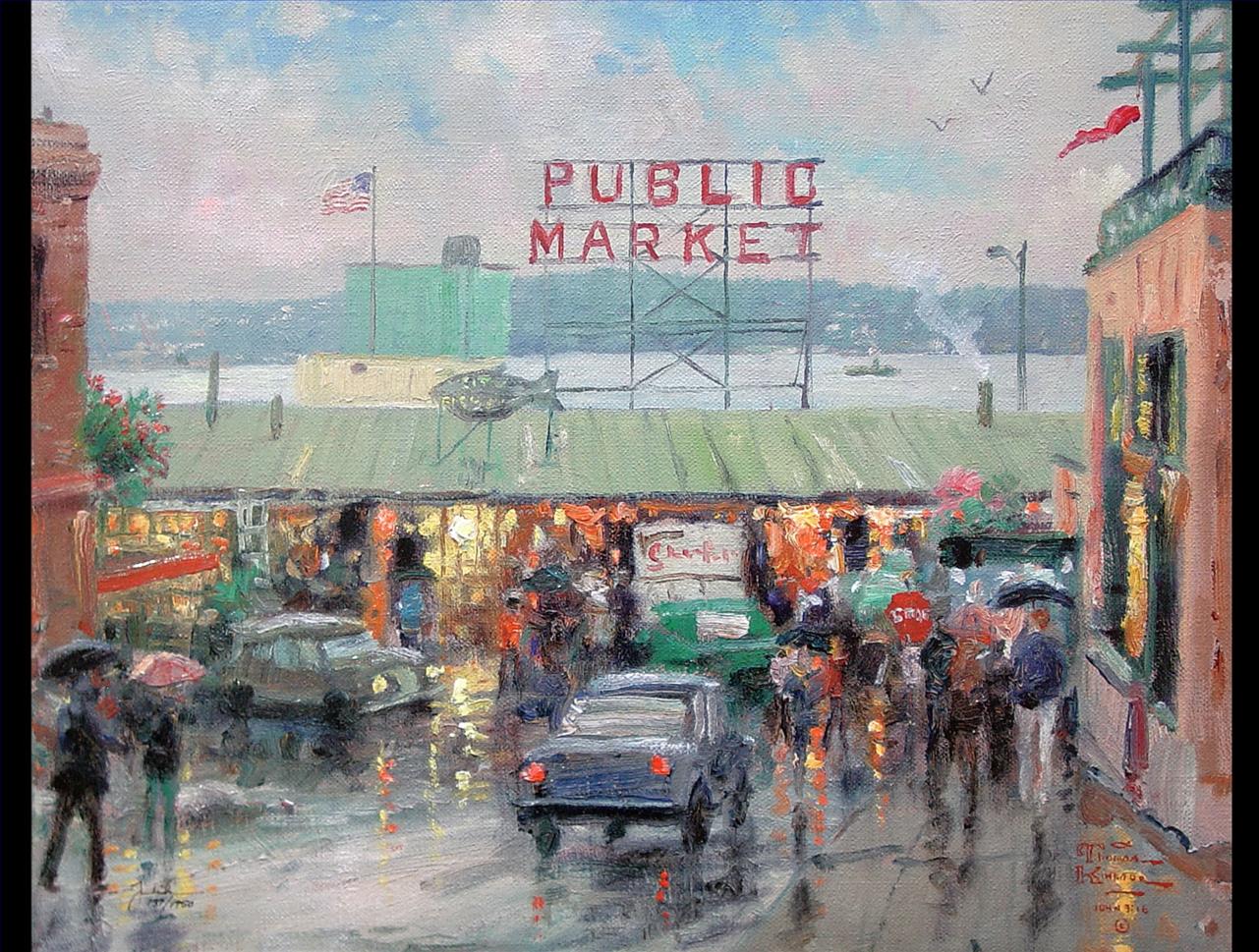 Marché de Pike Place Thomas Kinkade Peintures à l'huile
